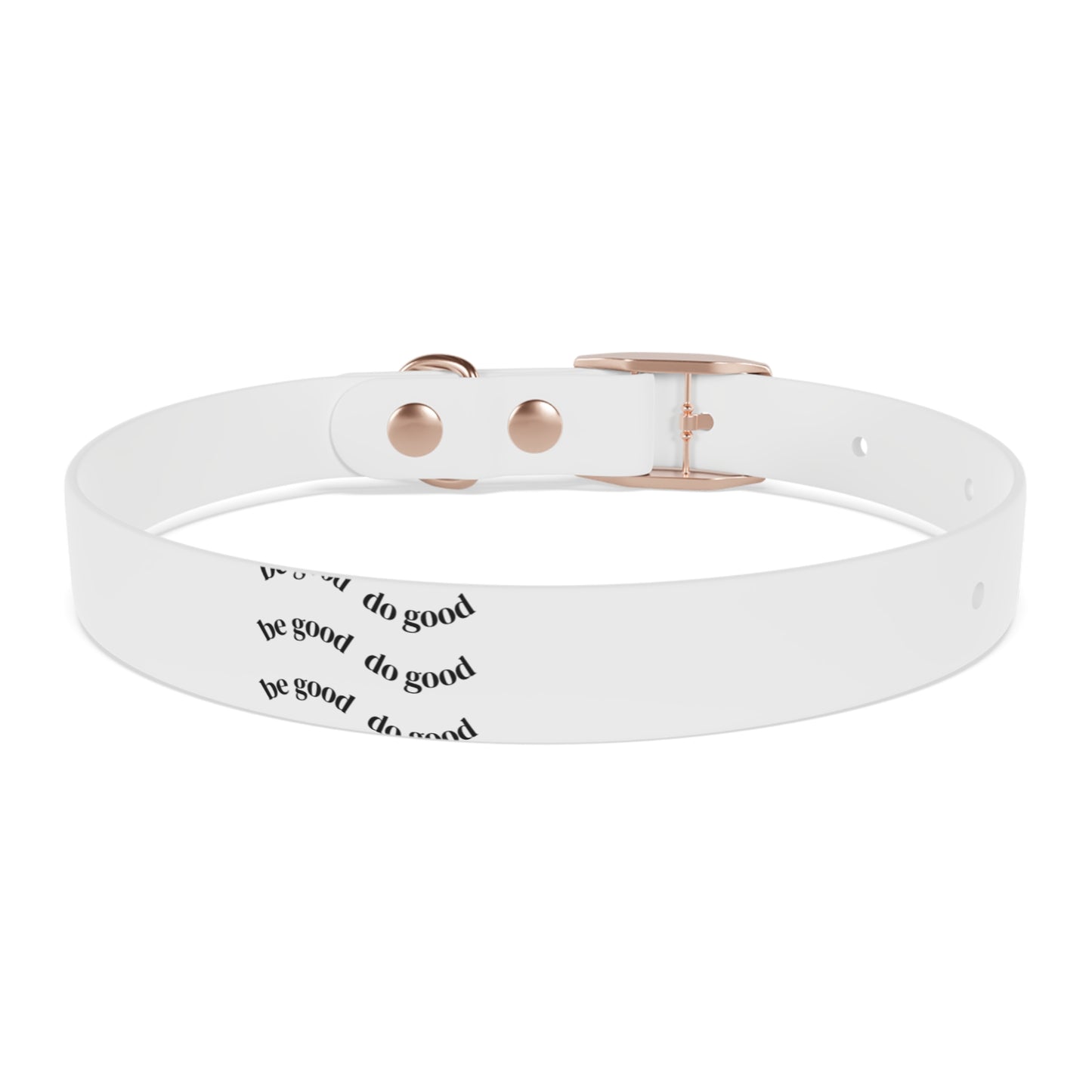 Do Good Dog Collar — Minimalist White Pet Collar with Repeating 'do good' Text