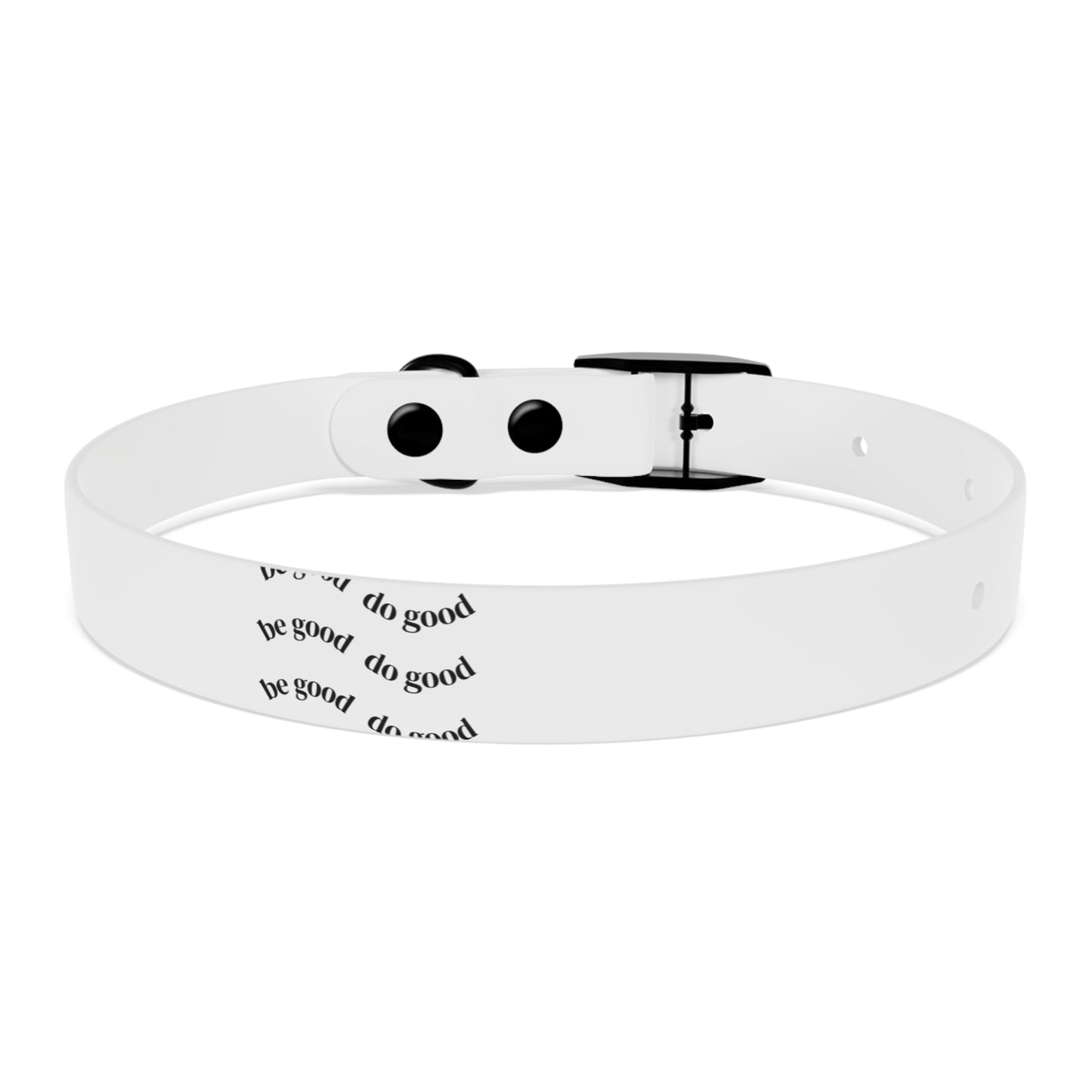 Do Good Dog Collar — Minimalist White Pet Collar with Repeating 'do good' Text