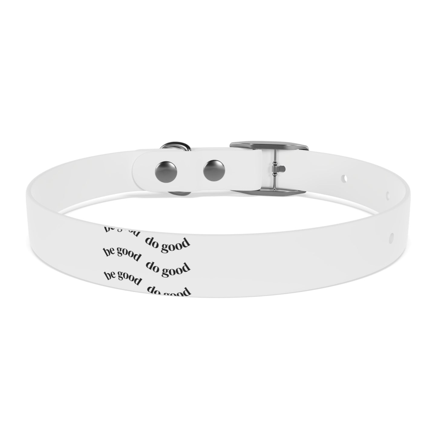 Do Good Dog Collar — Minimalist White Pet Collar with Repeating 'do good' Text